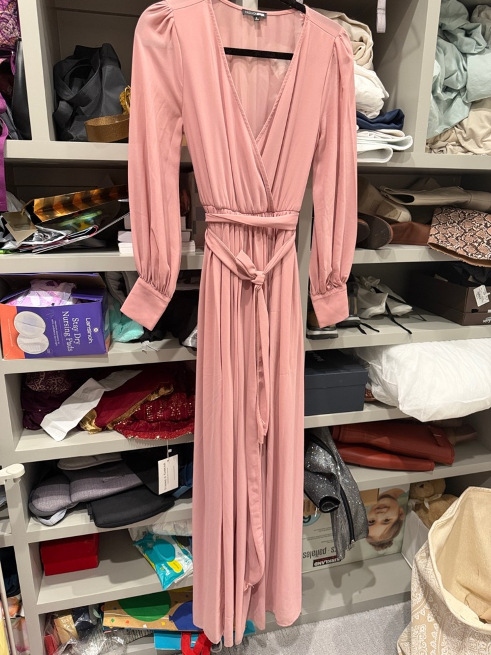 Blush Pink  Maxi Dress with Tie Waist
